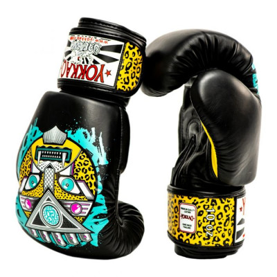 Боксёрские перчатки YOKKAO Apex Leopard Muay Thai  black (01641) фото 5