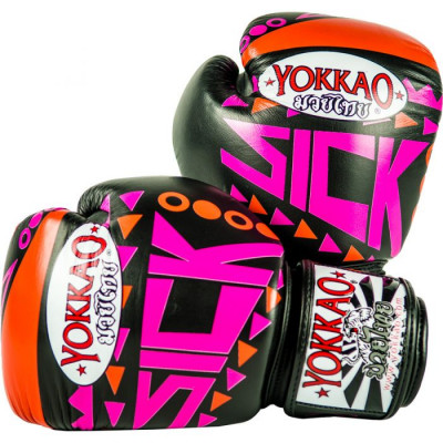 Боксёрские перчатки YOKKAO Sick Muay Thai gloves orange/pink (01640) фото 1