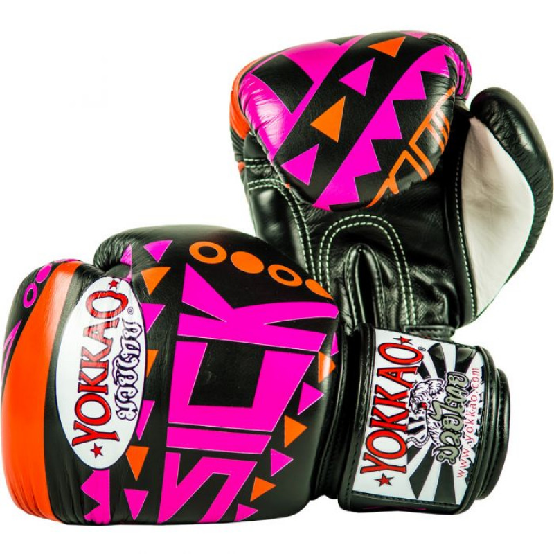 Боксёрские перчатки YOKKAO Sick Muay Thai gloves orange/pink (01640) фото 2