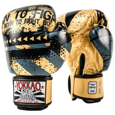 Боксёрские перчатки YOKKAO Hustle Muay Thai gold/black (01645) фото 1