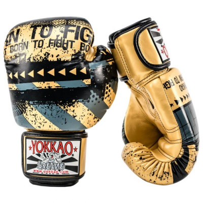 Боксёрские перчатки YOKKAO Hustle Muay Thai gold/black (01645) фото 3