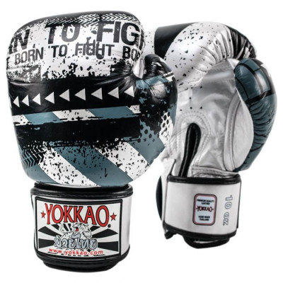Боксёрские перчатки YOKKAO Hustle Muay Thai silver/black (01646) фото 1