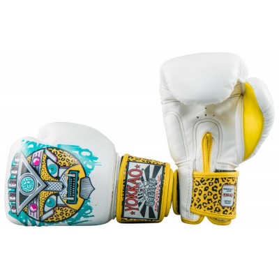 Боксёрские перчатки YOKKAO Apex Leopard white Muay Thai (01655) фото 4