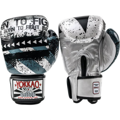 Боксёрские перчатки YOKKAO Hustle Muay Thai silver/black (01646) фото 2