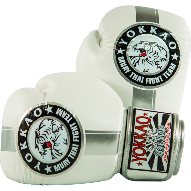 Перчатки YOKKAO FIGHT TEAM WHITE/SILVER Boxing Gloves (01518) фото 1