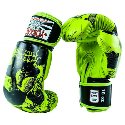 Боксёрские перчатки YOKKAO Skullz lime punch (01654) фото 3