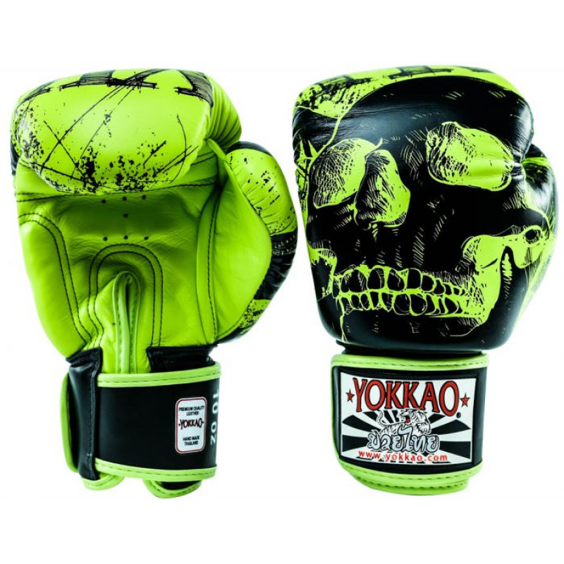 Боксёрские перчатки YOKKAO Skullz lime punch (01654) фото 2