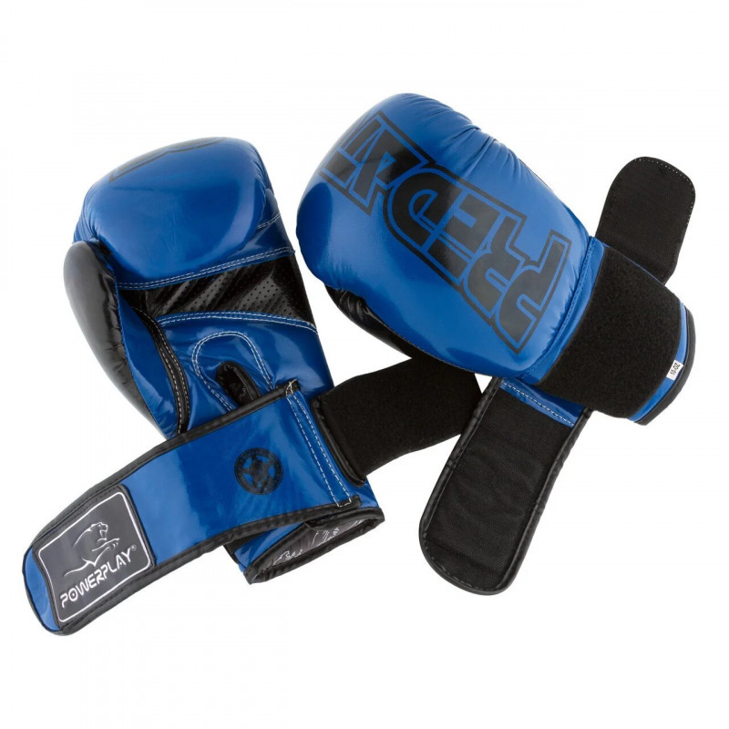 Боксёрсские перчатки PowerPlay Blue 3017 синие (01798) фото 7