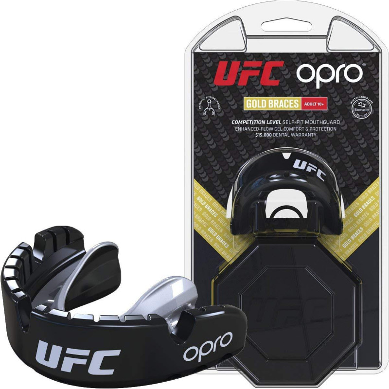 Капа OPRO Gold Braces UFC Hologram Black M/S (01611) фото 1